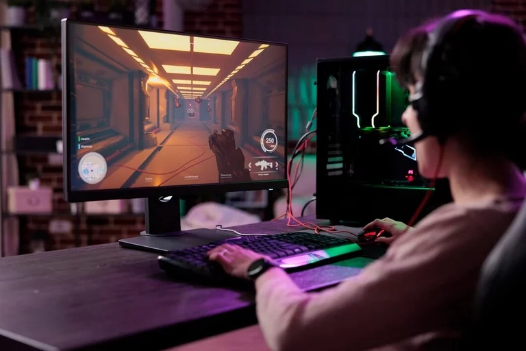 person playing video game
